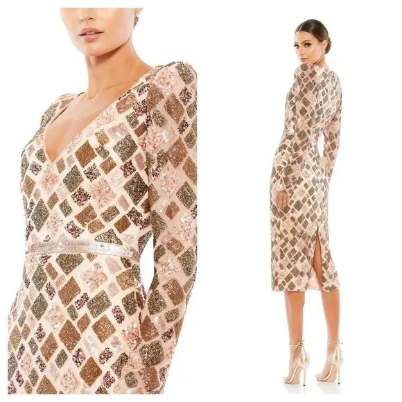 - NWT Mac Duggal GEO EMBELLISHED MIDI SHEATH DRESS size 8 $498. H - Picture 3 of 13